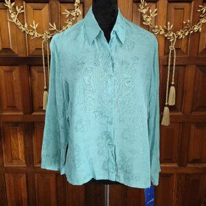 j. h. collectibles,  Petite Large, Aquamarine Women's Blouse